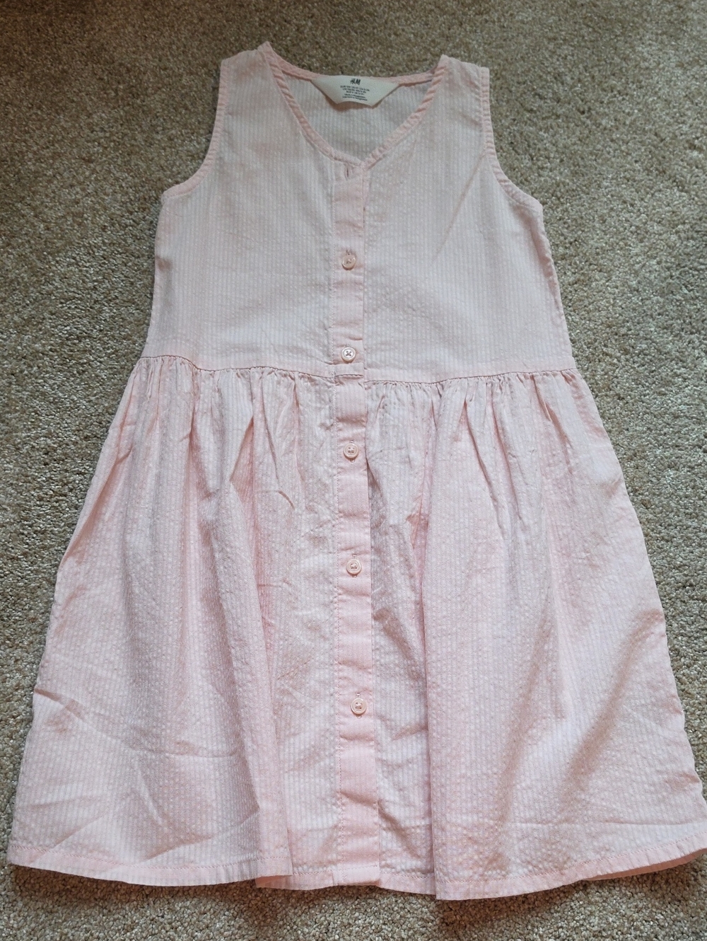 H&M Light Pink Sleeveless Button-Front Toddler Girls Dress